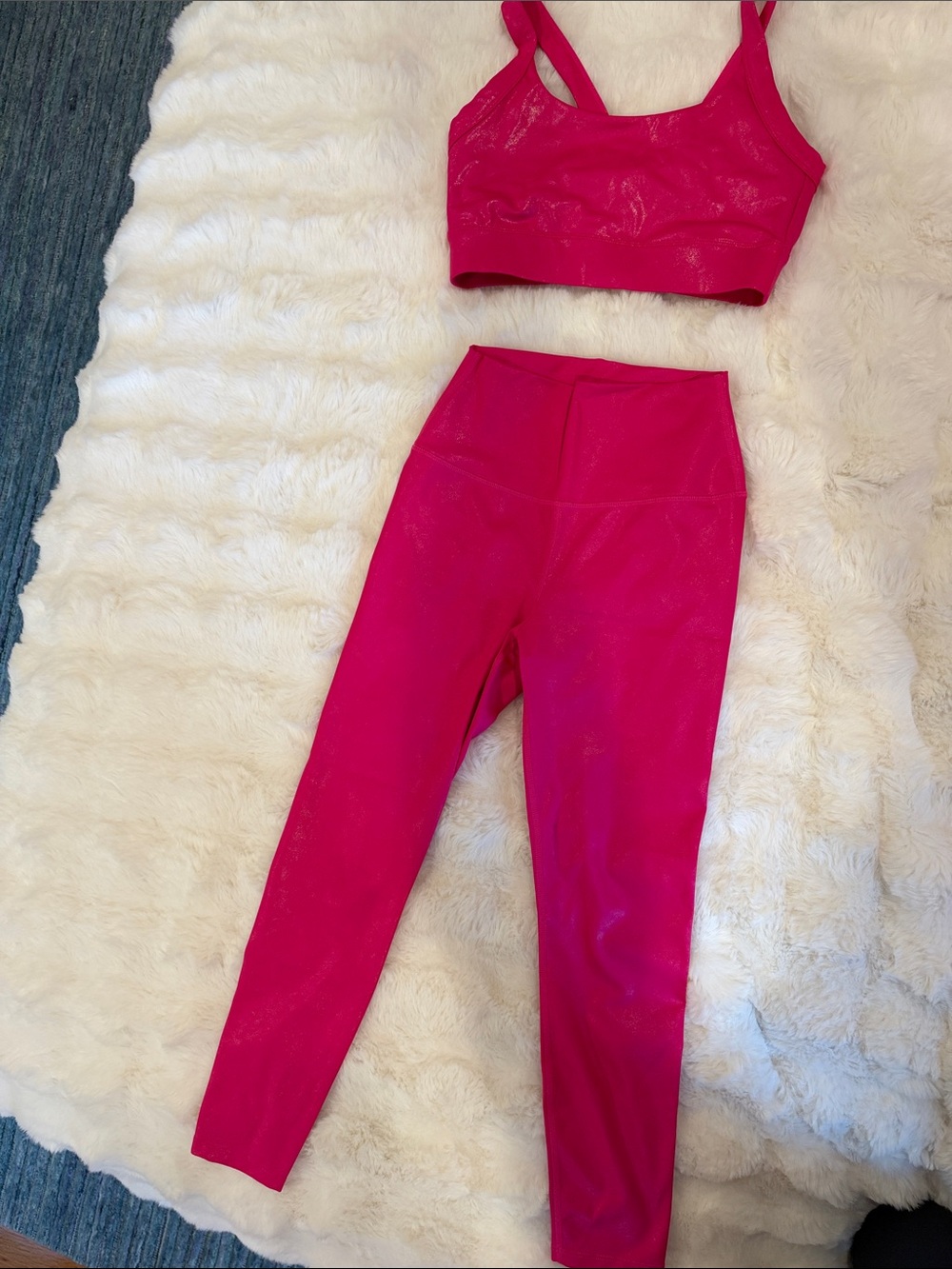 Carbon38 Hot Pink with Shimmer High-Waist Leggings, Women’s Size Small